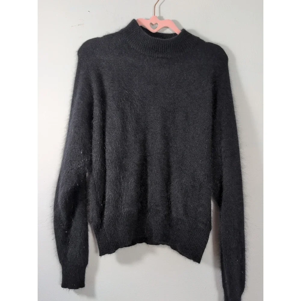 Rafaella Petites Women's VTG Gray Rabbit Hair, Lambswool,‎ Nylon Sweater Size M